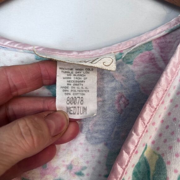 Cachet VTG Made In USA White Floral Night Dress Nightgown Cotton Blend Medium - Picture 7 of 9